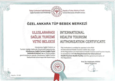 T.C. Sağlık Bakanlığı — Uluslararası Sağlık Turizmi Yetki Belgesi (Belge No: ST-1400)